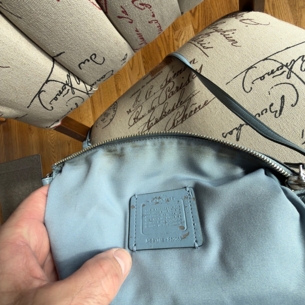 Coach Chelsea Small Satchel Light Blue Pebbled Leather Crossbody Bag F57563 - Picture 4 of 9